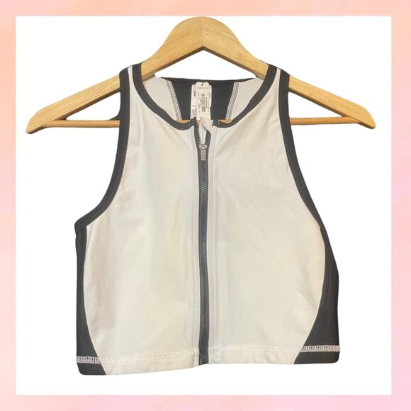 Tops - White and Gray Athletic Crop Top
